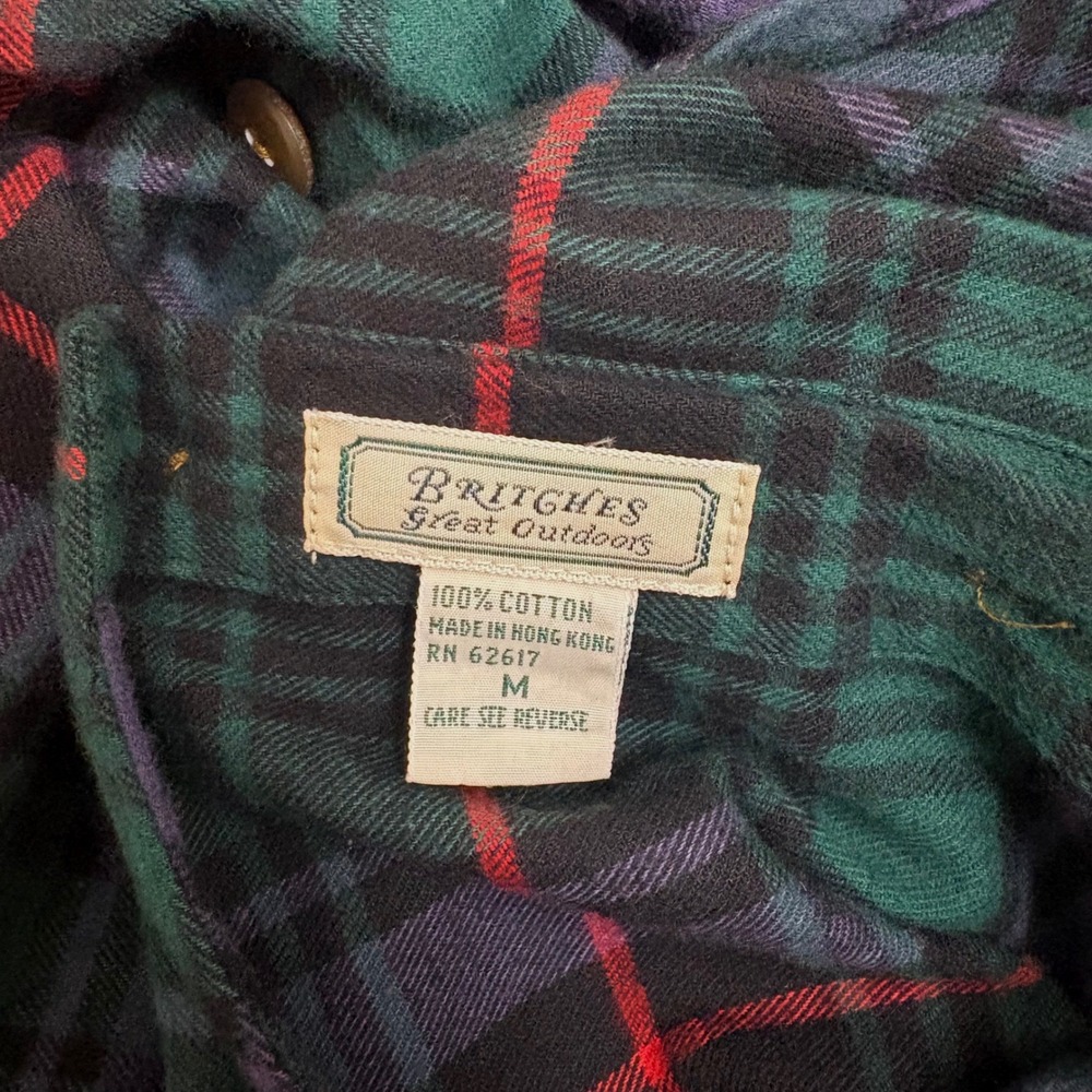 VTG Britches Maxi Plaid Flannel Dress Jumper M Button Back Modest Grunge Country - Picture 4 of 6